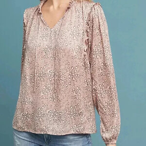 Anthropologie Dolan Miramar Leopard Print Blouse Size Medium